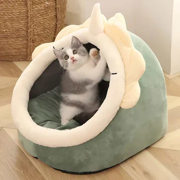 Enclosed Plush Cat Cave Bed