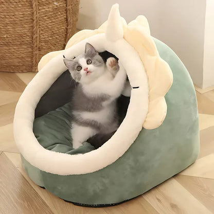 Enclosed Plush Cat Cave Bed